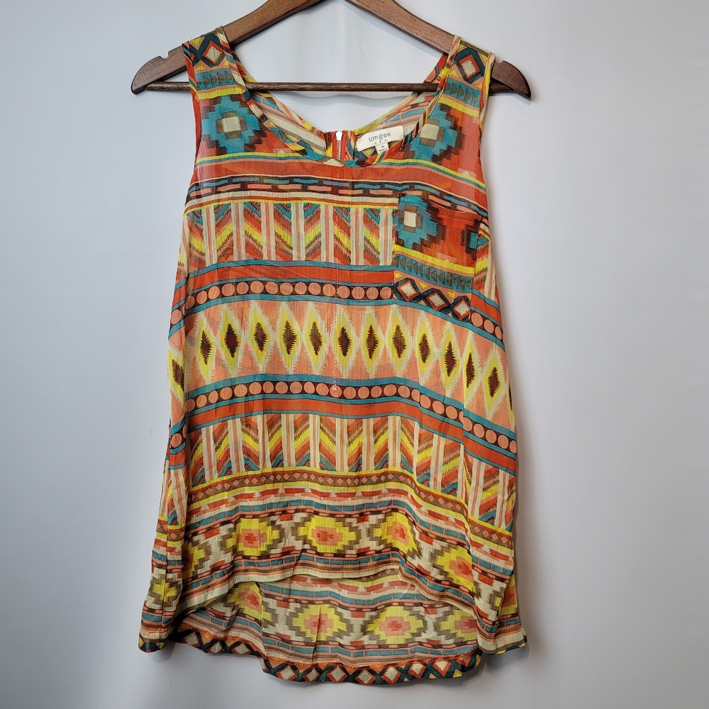 Umgee sheer Aztec print blouse